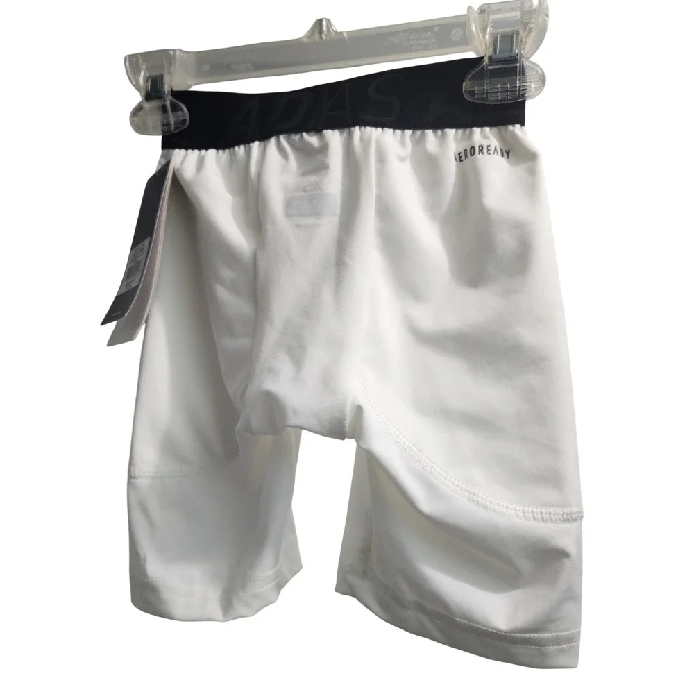Adidas Boys XS Triple‎ Stripe Performance Slider w/ Cup White AEROREADY
